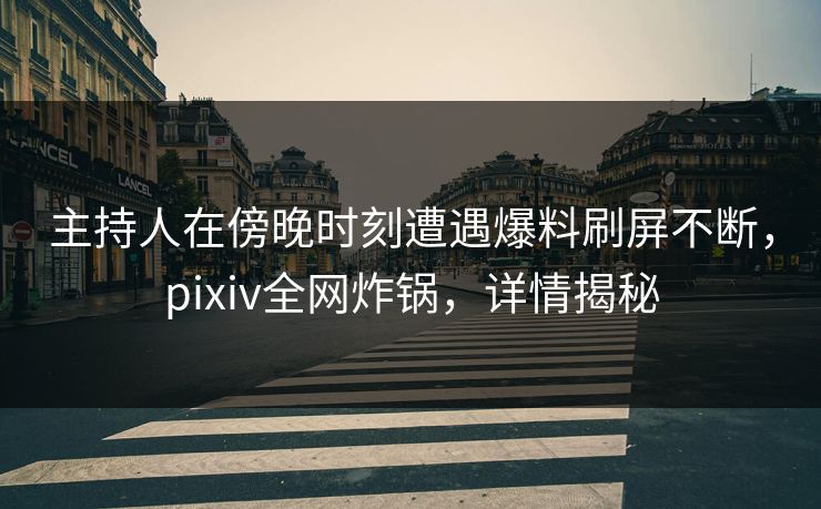 主持人在傍晚时刻遭遇爆料刷屏不断，pixiv全网炸锅，详情揭秘