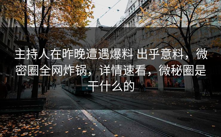 主持人在昨晚遭遇爆料 出乎意料,微密圈全网炸锅,详情速看,微秘圈是干什么的
