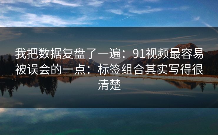 我把数据复盘了一遍：91视频最容易被误会的一点：标签组合其实写得很清楚
